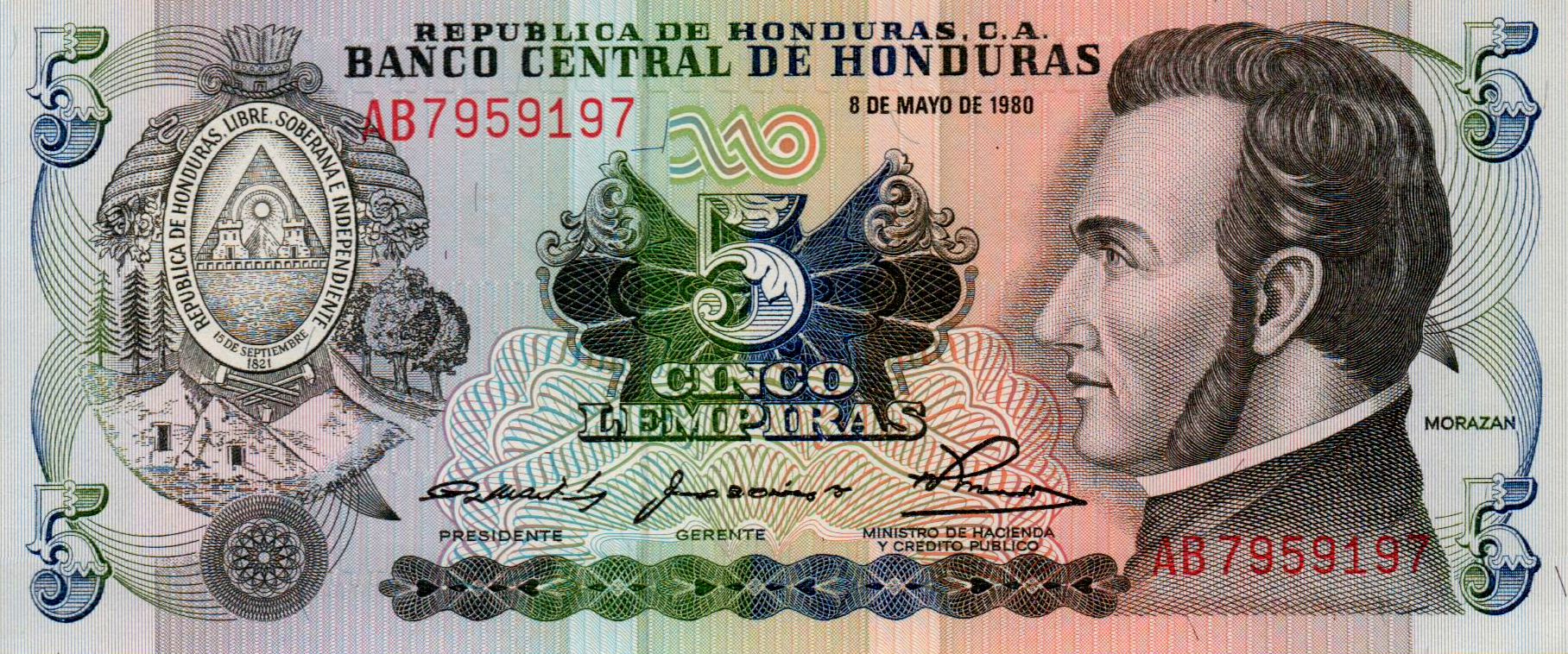 Honduras 5 1980 UNC P-63/a